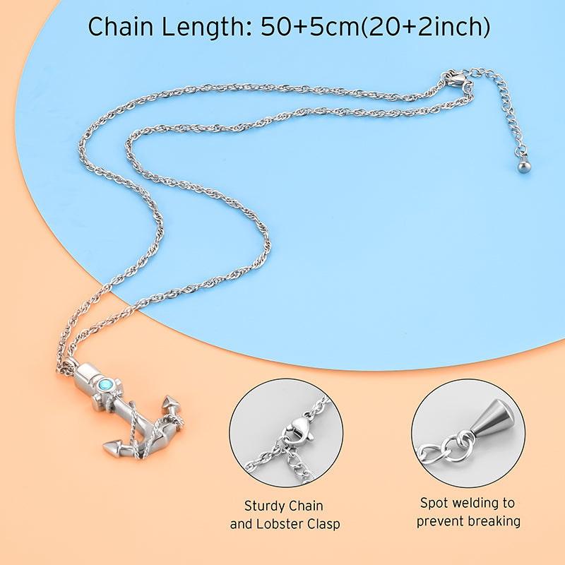 Anchor Crenation Pendant with Blue Diamonds