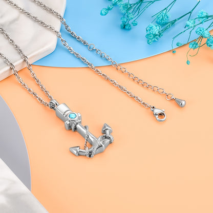 Anchor Crenation Pendant with Blue Diamonds