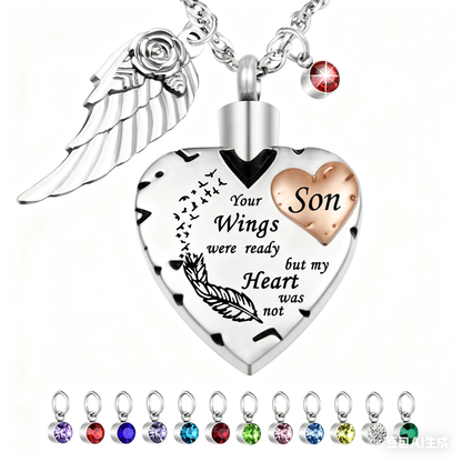 Customizable Heart Urn Memorial Pendant with Poetic Inscription
