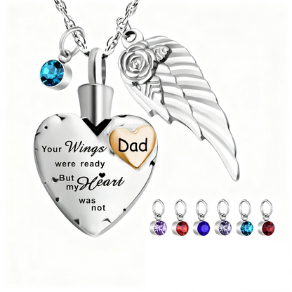 Heartfelt Memorial Urn Necklace with Details & Birthstone