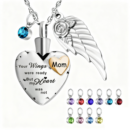 Heartfelt Memorial Urn Necklace with Details & Birthstone