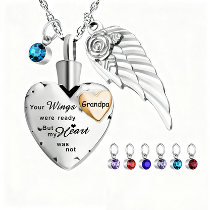 Heartfelt Memorial Urn Necklace with Details & Birthstone