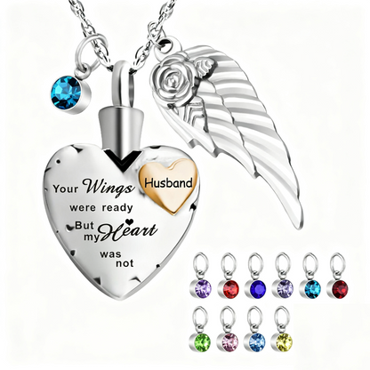 Heartfelt Memorial Urn Necklace with Details & Birthstone