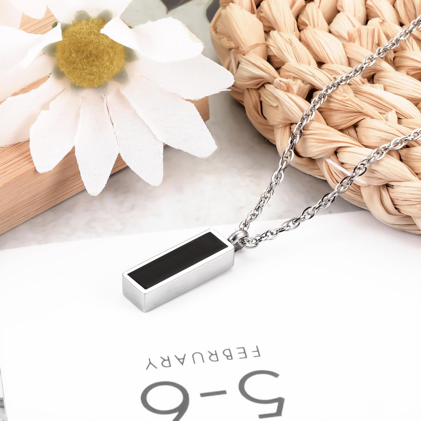 Black Bar Cremation Necklace