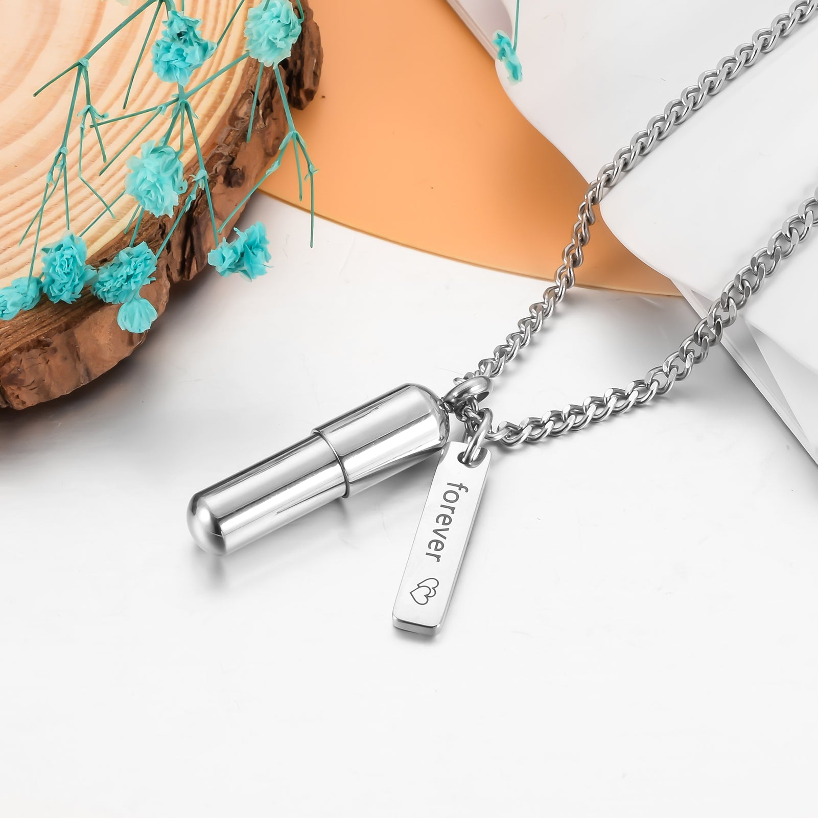 Filled Pills Cremation Pendant Necklace for Ashes