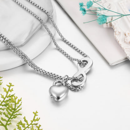 Cremation Jewelry with Heart Lock and Infinite Symbol