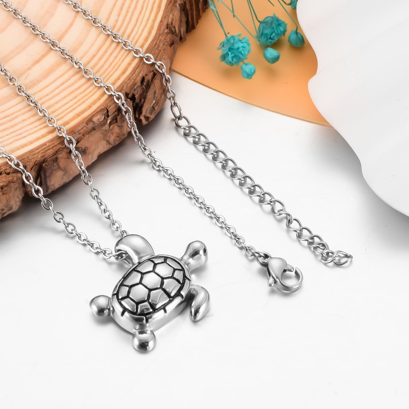 Silver Tortoise Cremation Jewelry