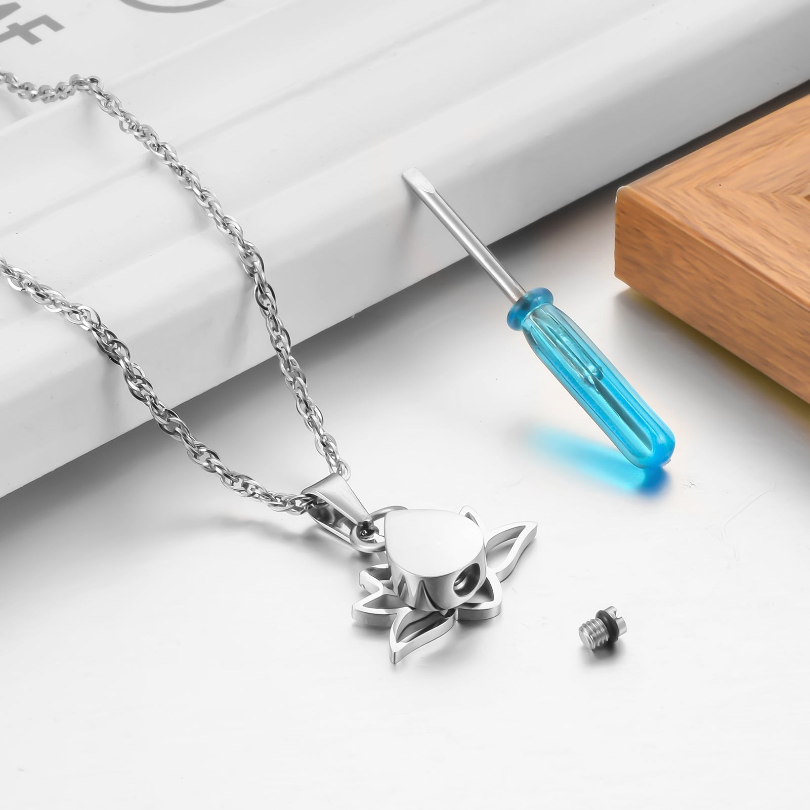 Lotus & Teardrop Cremation Necklace