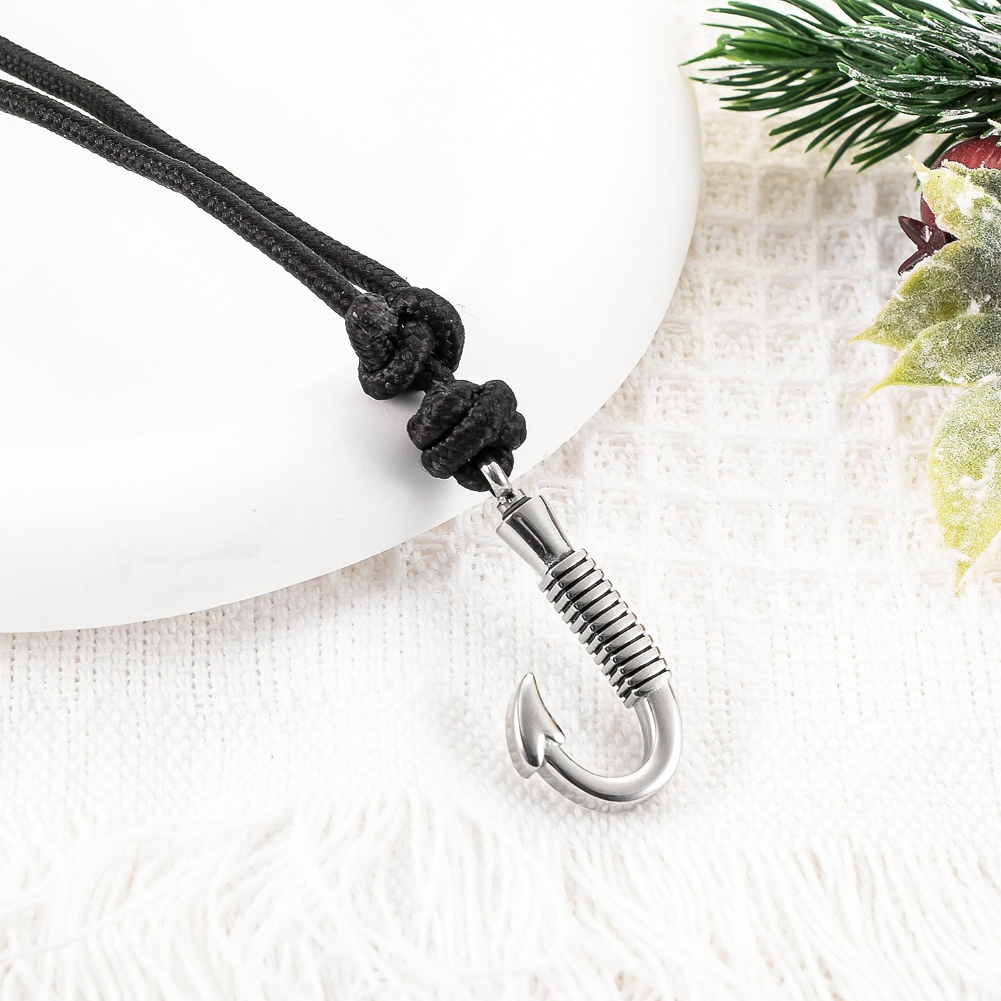 Silver Cremation Bracelet with Fish Hook