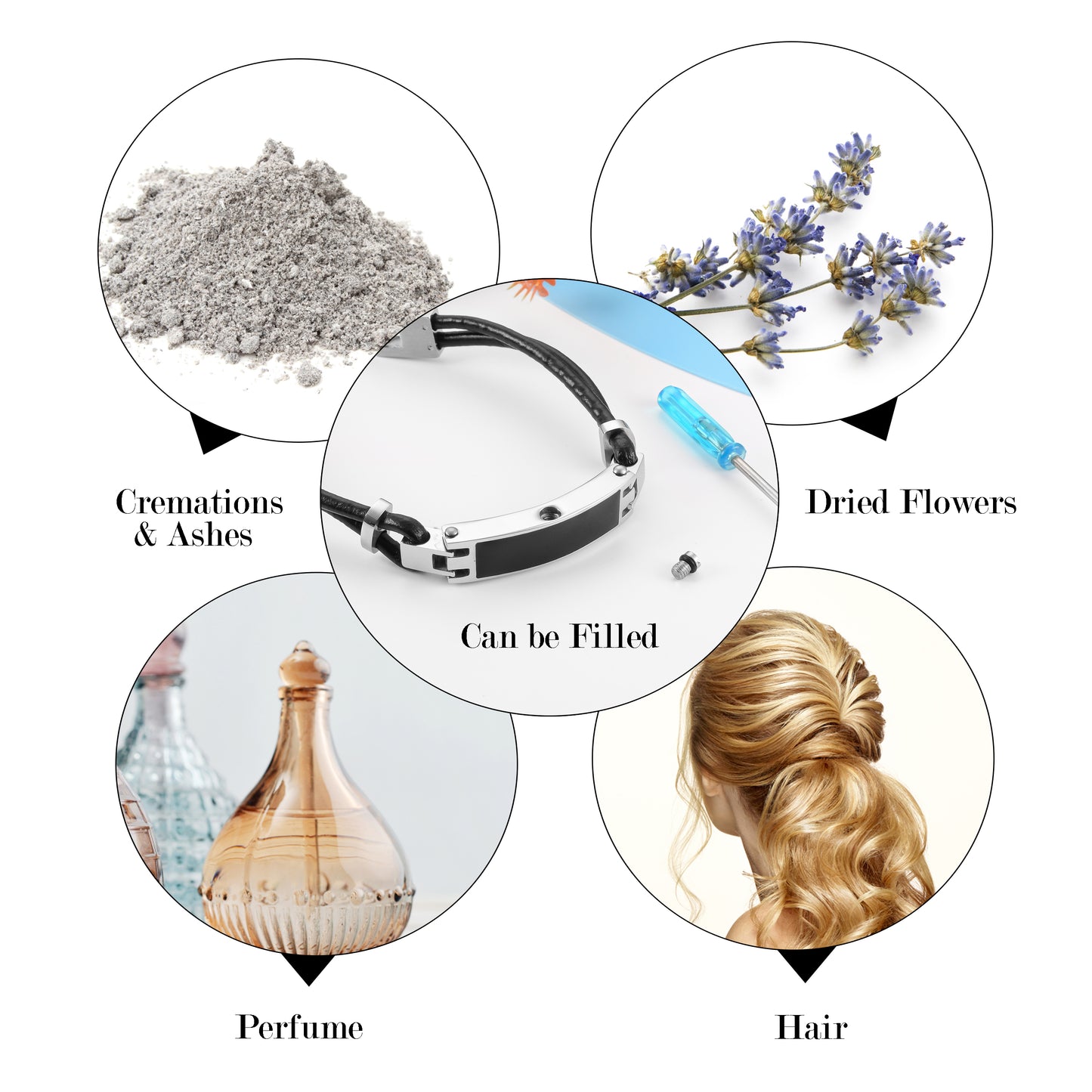 Memorial Leather Bar Cremation Bracelet