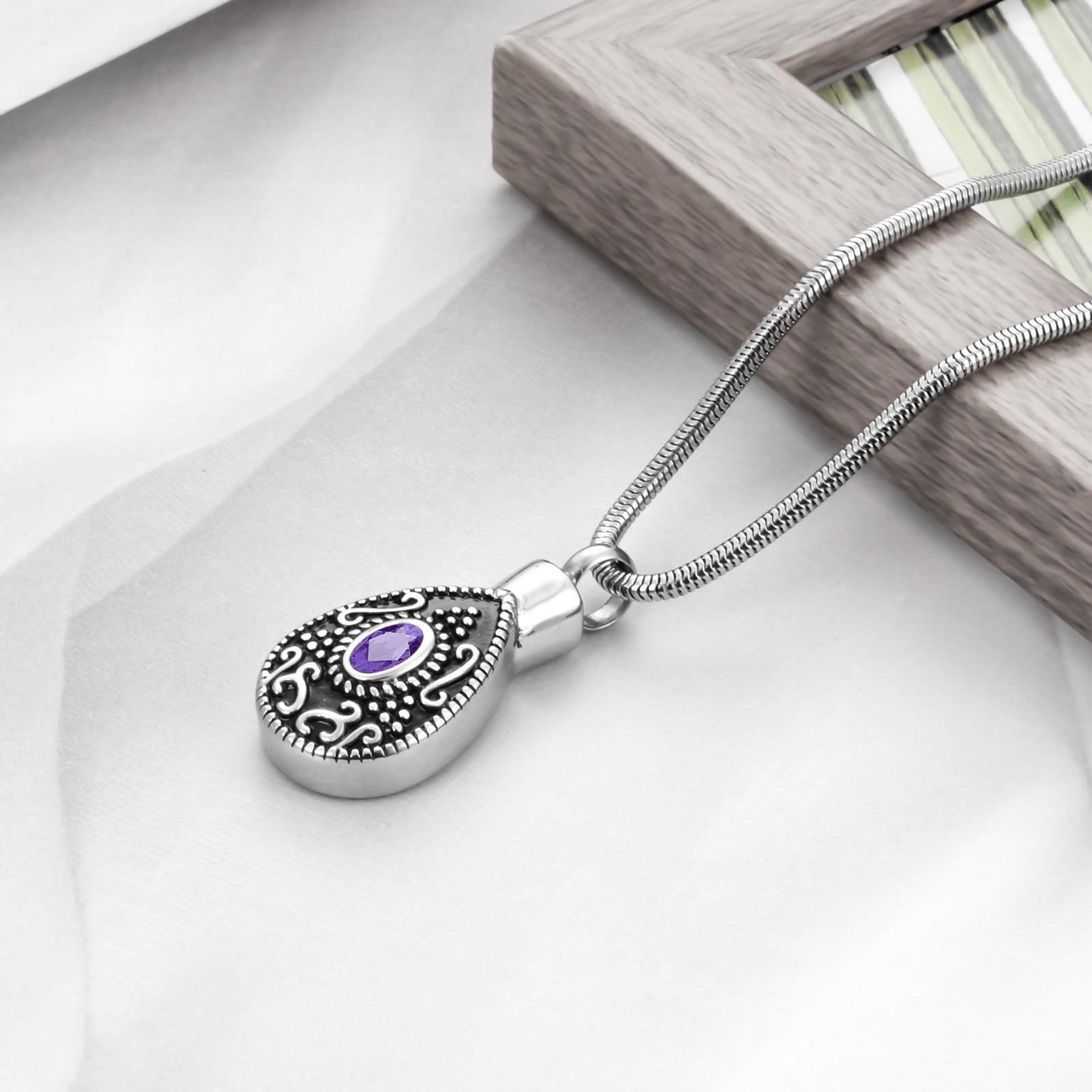 Retro Teardrop Cremation Necklace for Ashes