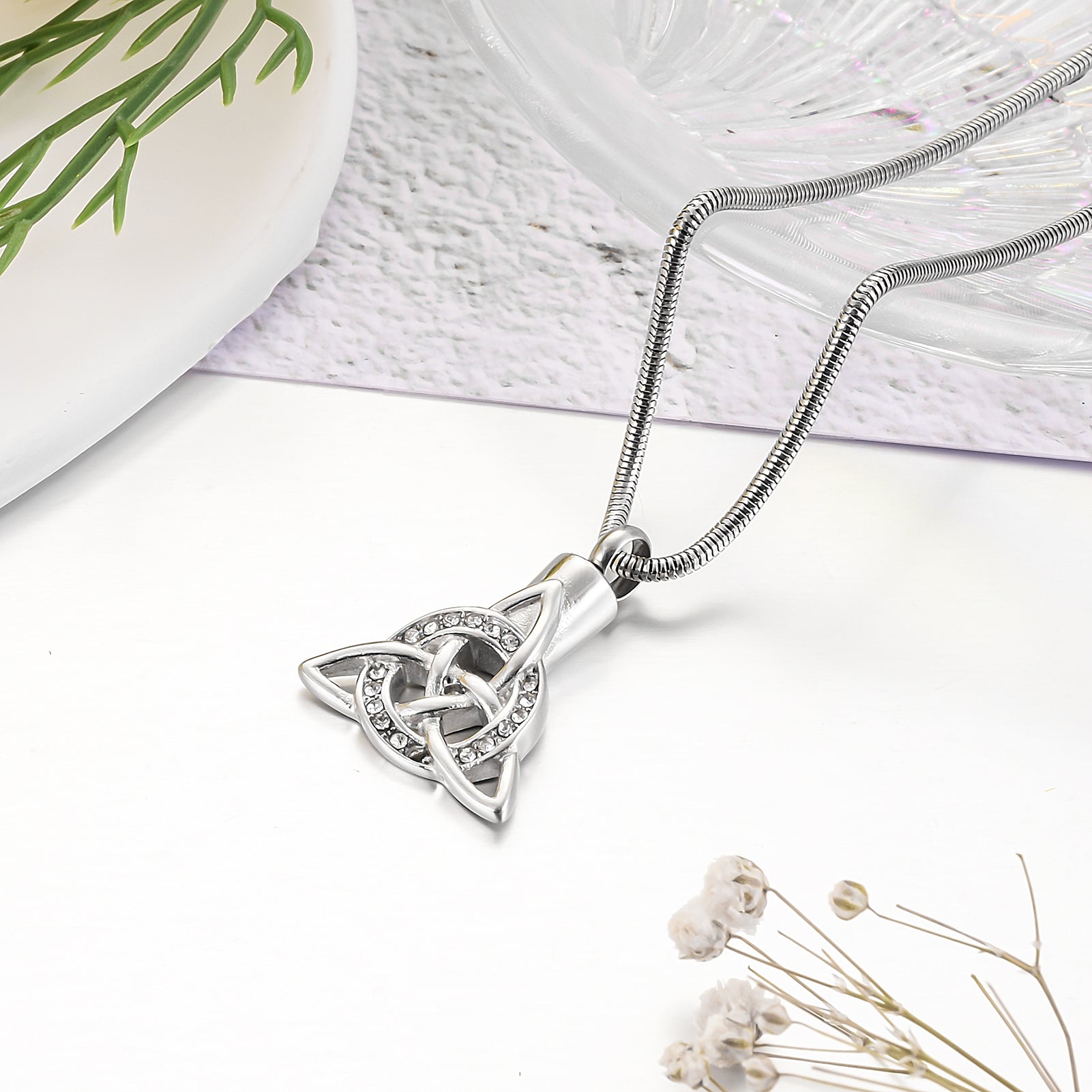 Celtic Cremation Necklace with Diamond