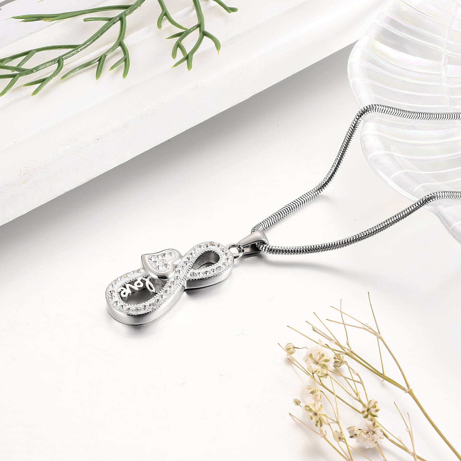 Infinity Symbol with Heart Urns Necklace for Women