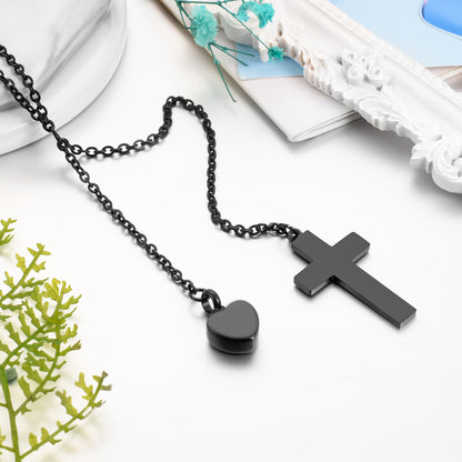 Cremation Jewelry with Cross and Heart
