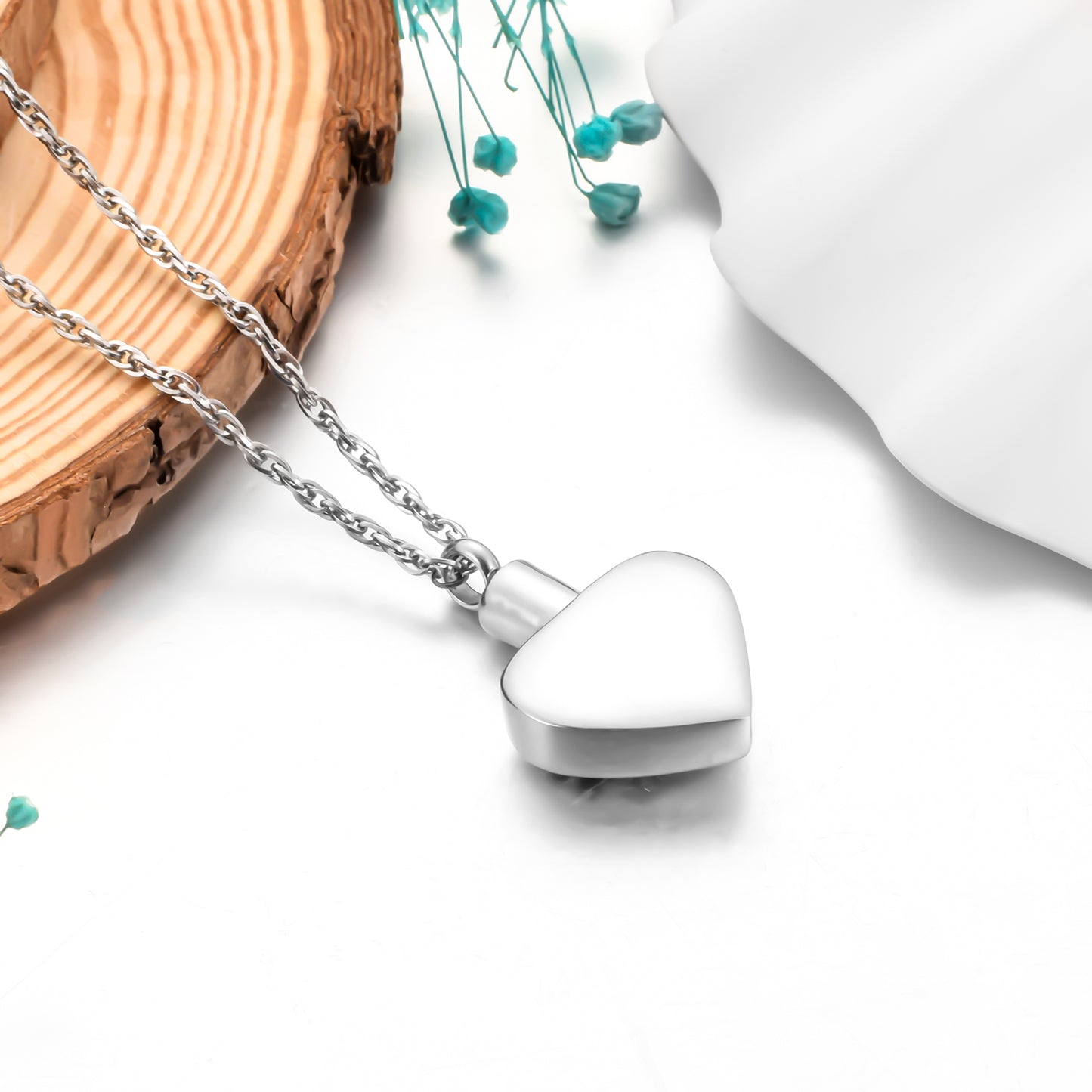 "Always in my heart" Heart Cremation Necklace with Paw