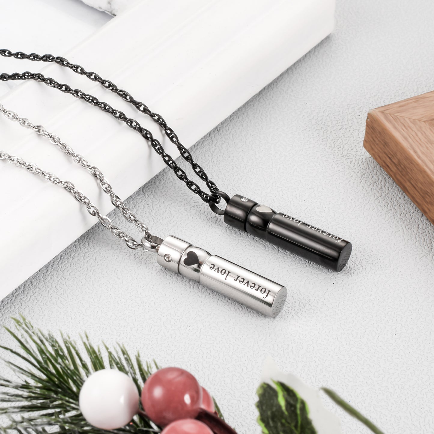 Cylinder Heart Cremation Necklace Jewelry