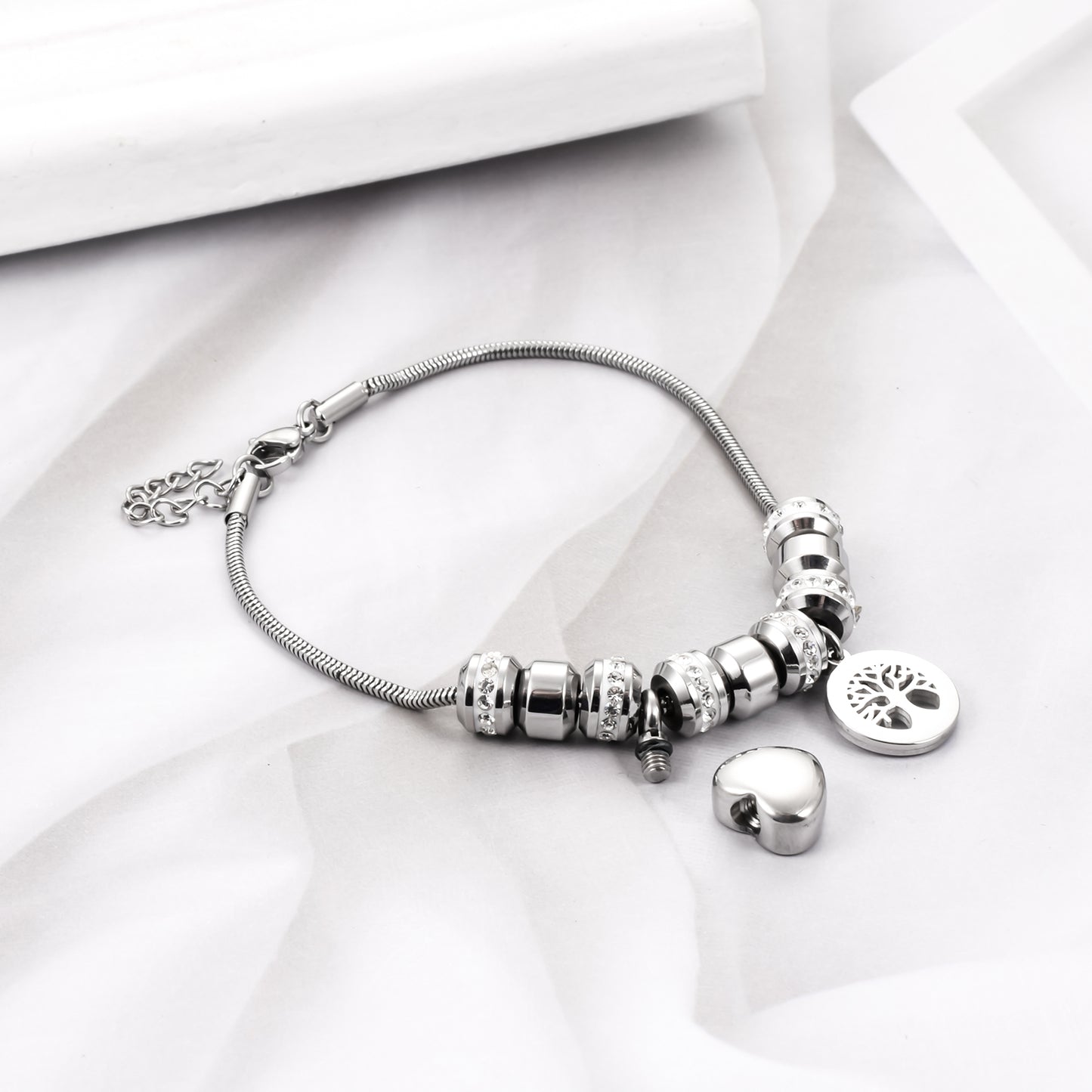 Steel Urns Bracelet with Heart