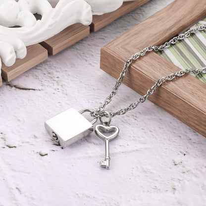 Lock & Key Urn Pendant with Heart