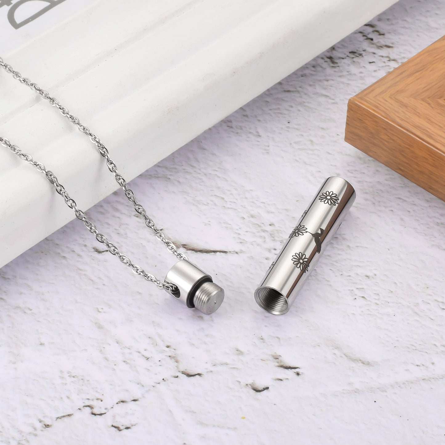 Hummingbird and Sunflower Cremation Neckalce