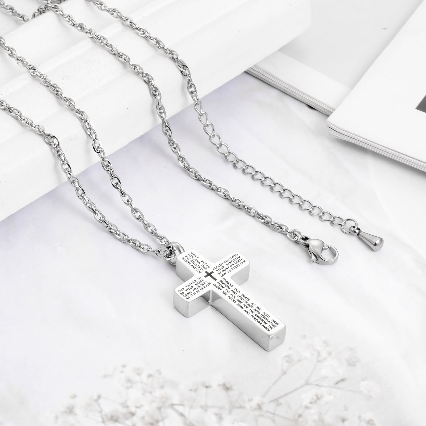 Cross Urn Necklace with Bible