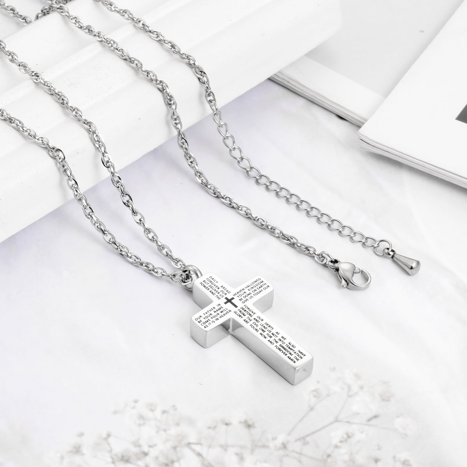 Cross Urn Necklace with Bible