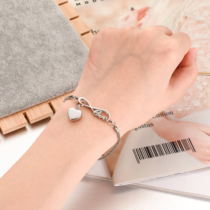 Infinity symbol and Heart Cremation Bracelet