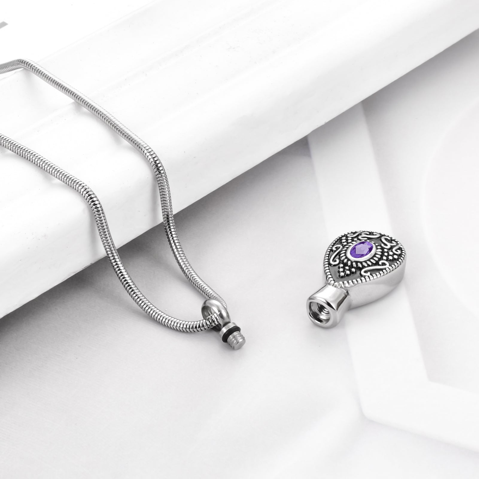 Retro Teardrop Cremation Necklace for Ashes