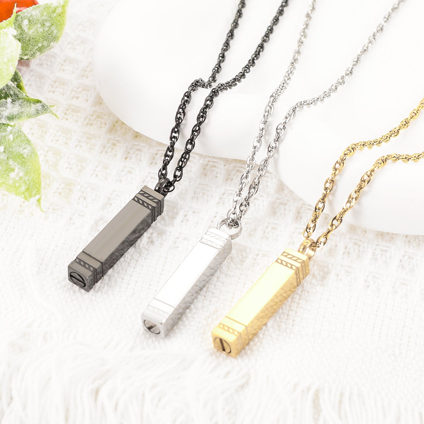 Rectangular and Bar Cremation Necklace
