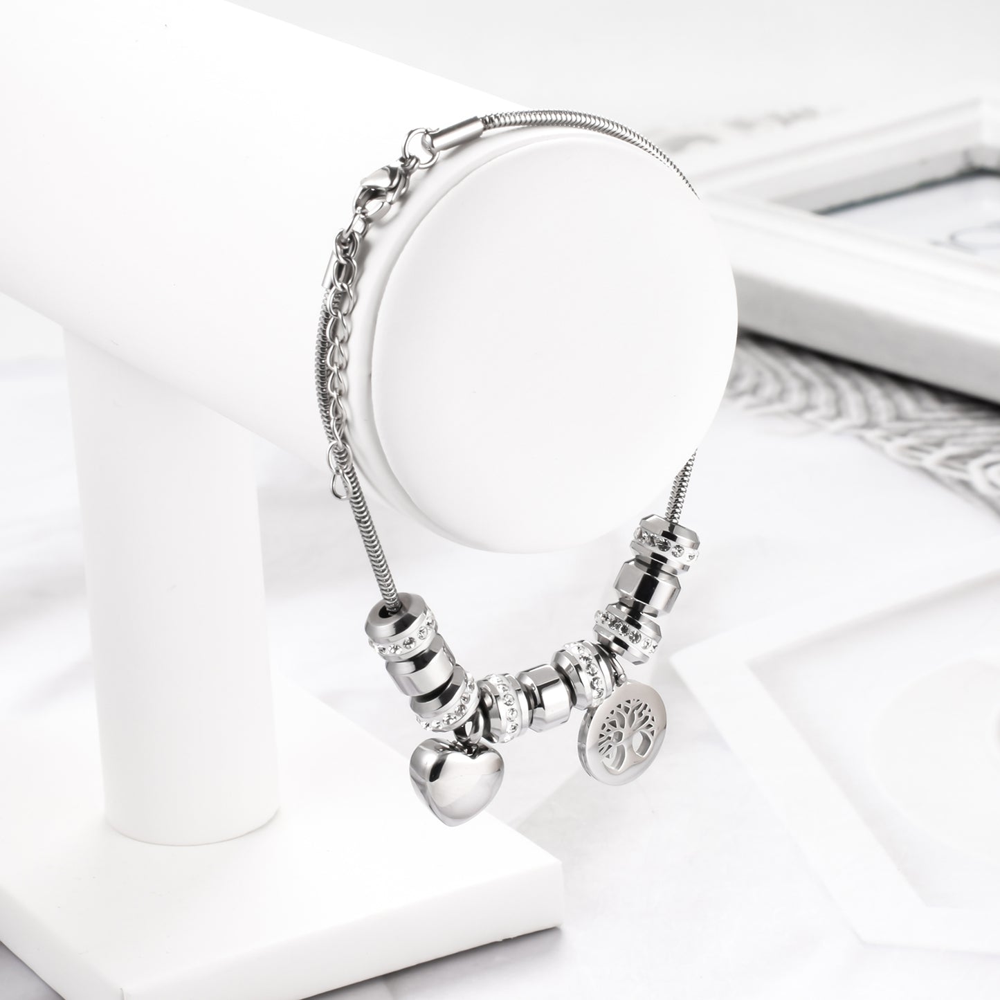 Steel Urns Bracelet with Heart