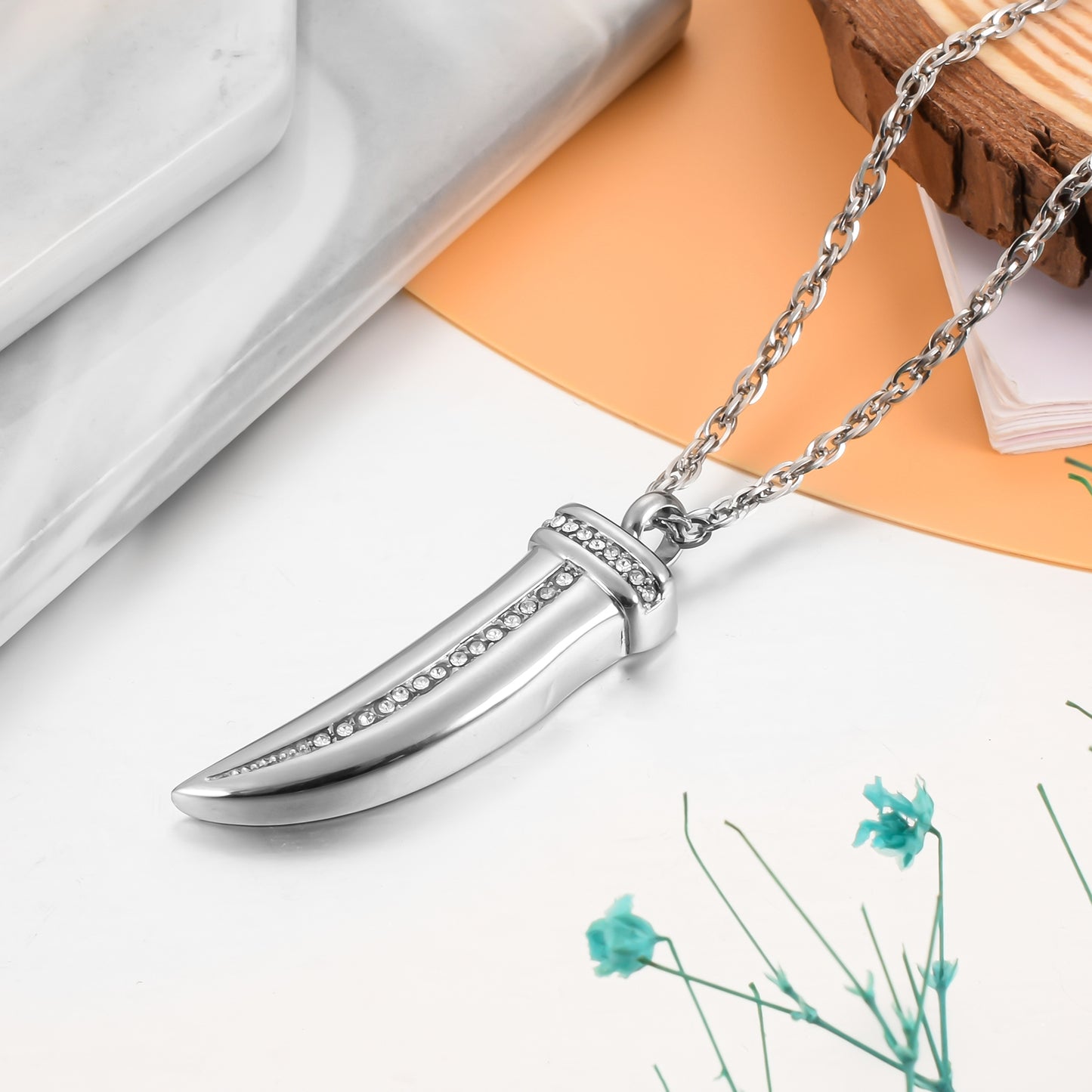 Dagger Cremation Jewelry with Zircon for Ashes