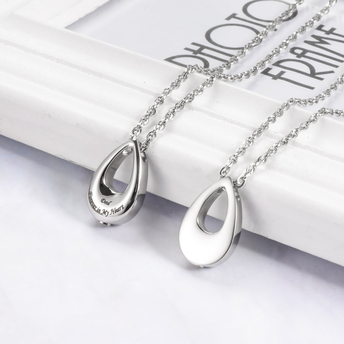 Teardrop Cremation Jewelry Necklace to honor Mom/Dad
