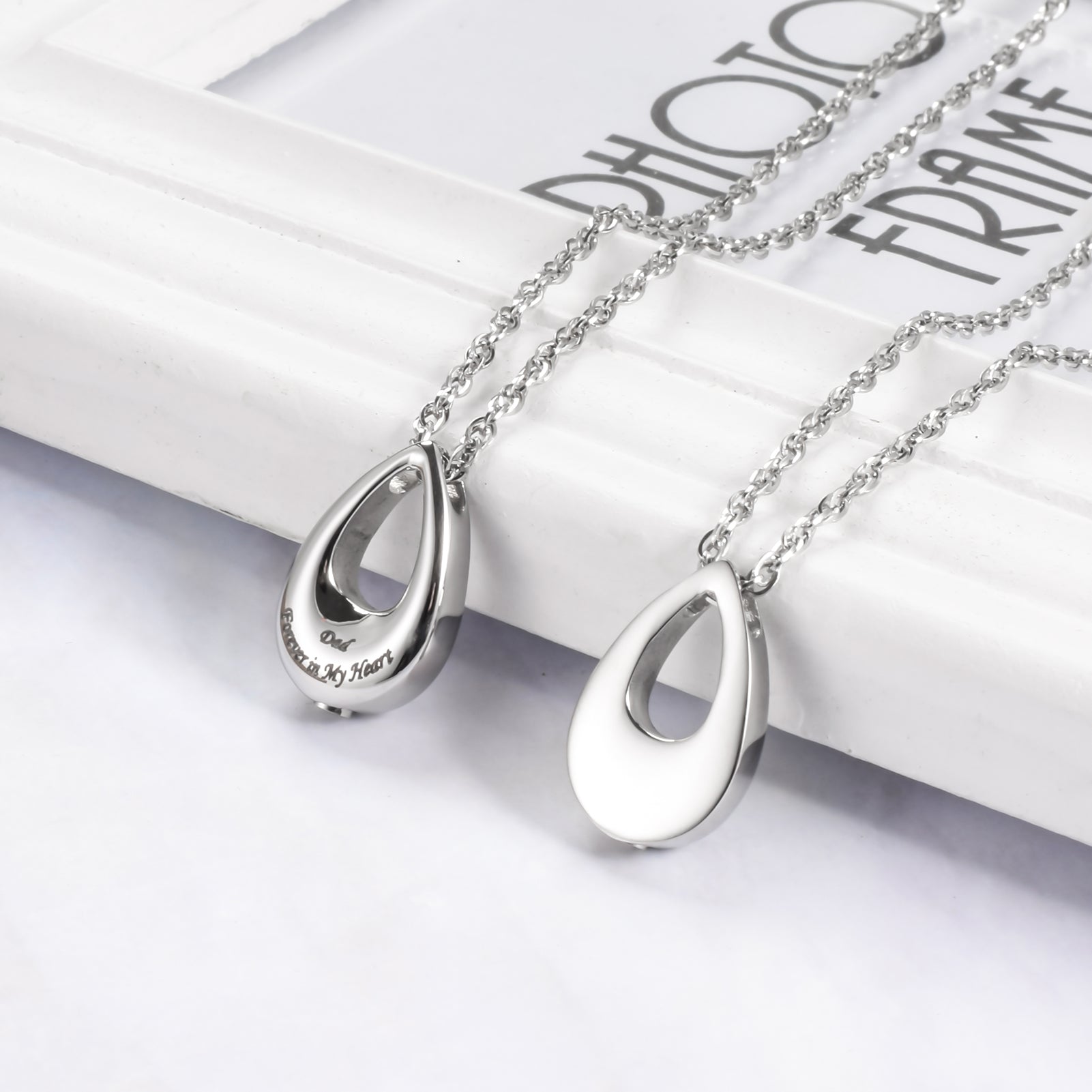 Teardrop Cremation Jewelry Necklace to honor Mom/Dad
