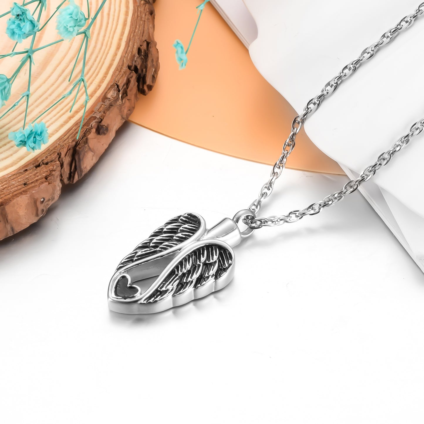 Big Wings and Heart Cremation Jewelry for Ashes