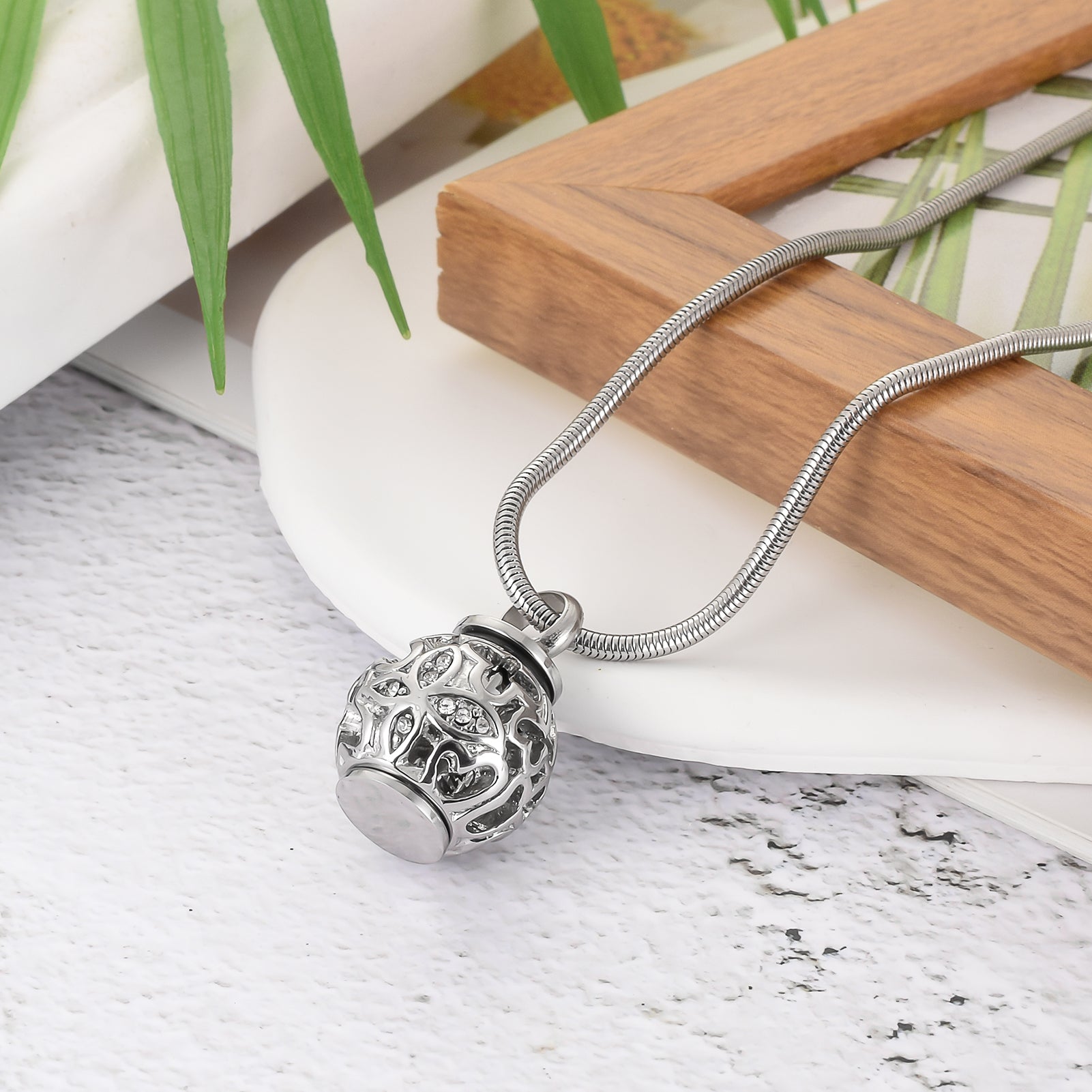 Lantern & Butterfly - Cylindrical Cremation Necklace