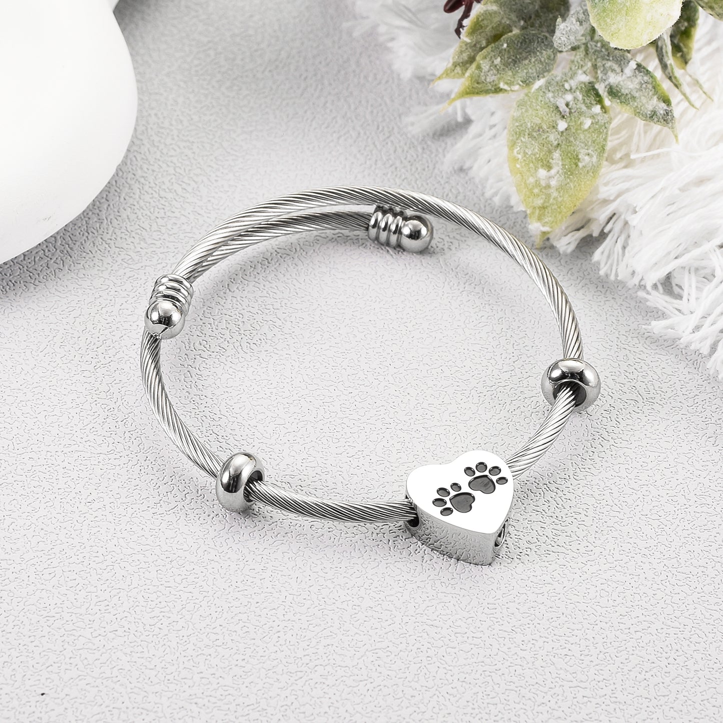 Heart and Paws Cremation Bracelet for Ashes