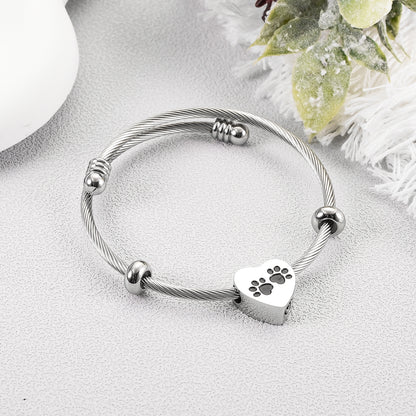 Heart and Paws Cremation Bracelet for Ashes