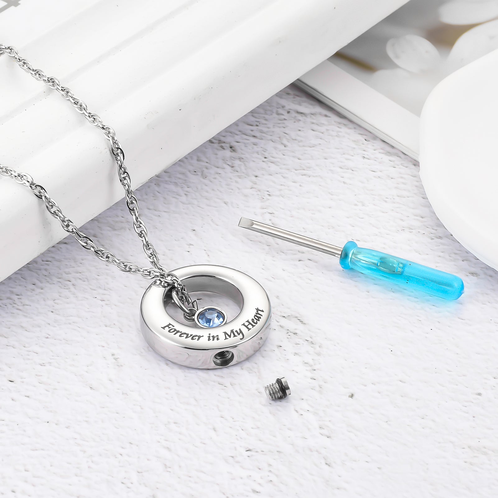Forever in My Heart - Circle Cremation Necklace