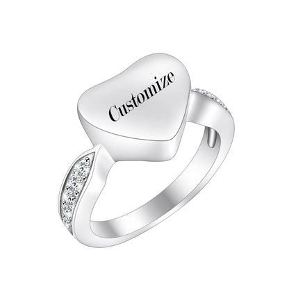 Filled Heart Cremation Ring with Zircon