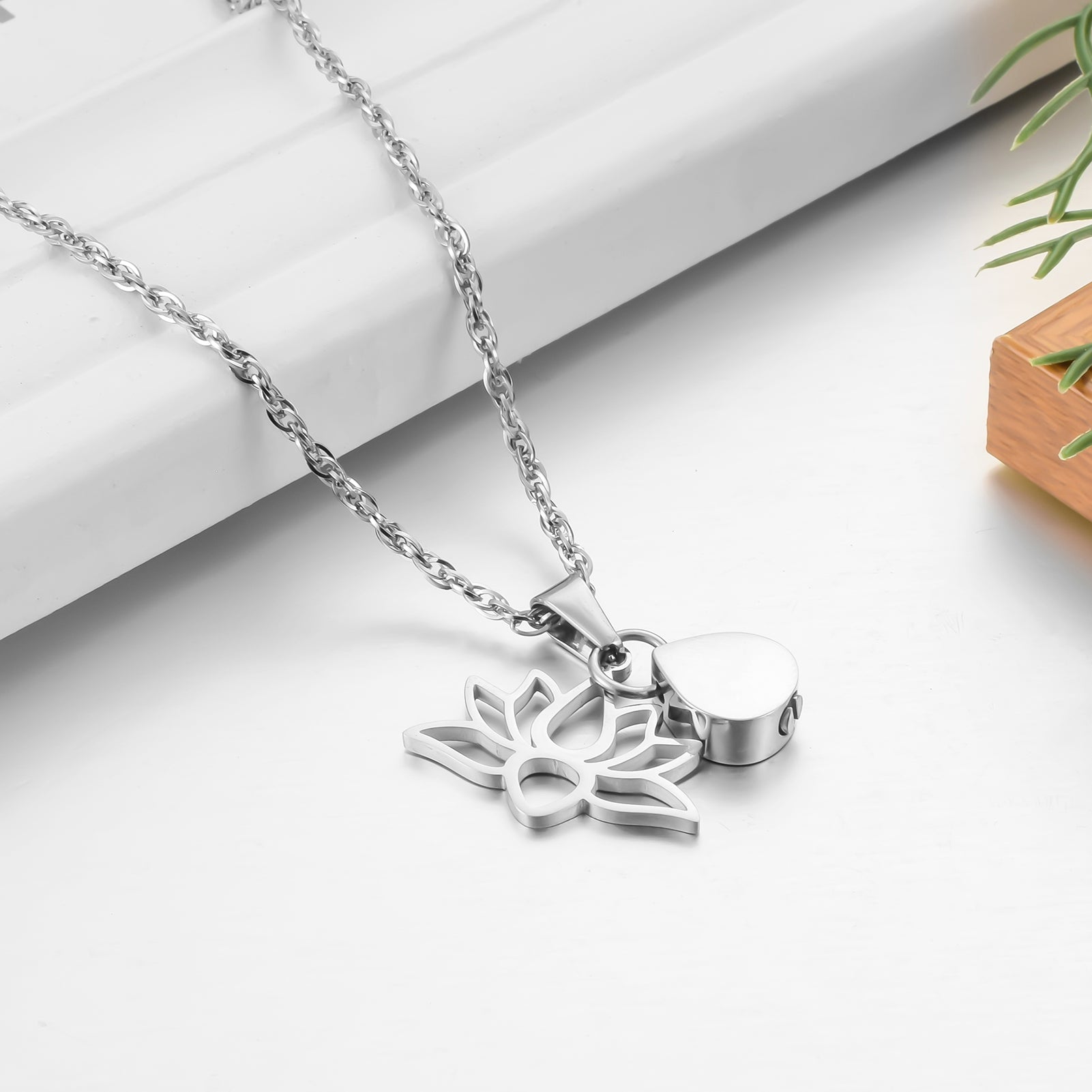 Lotus & Teardrop Cremation Necklace