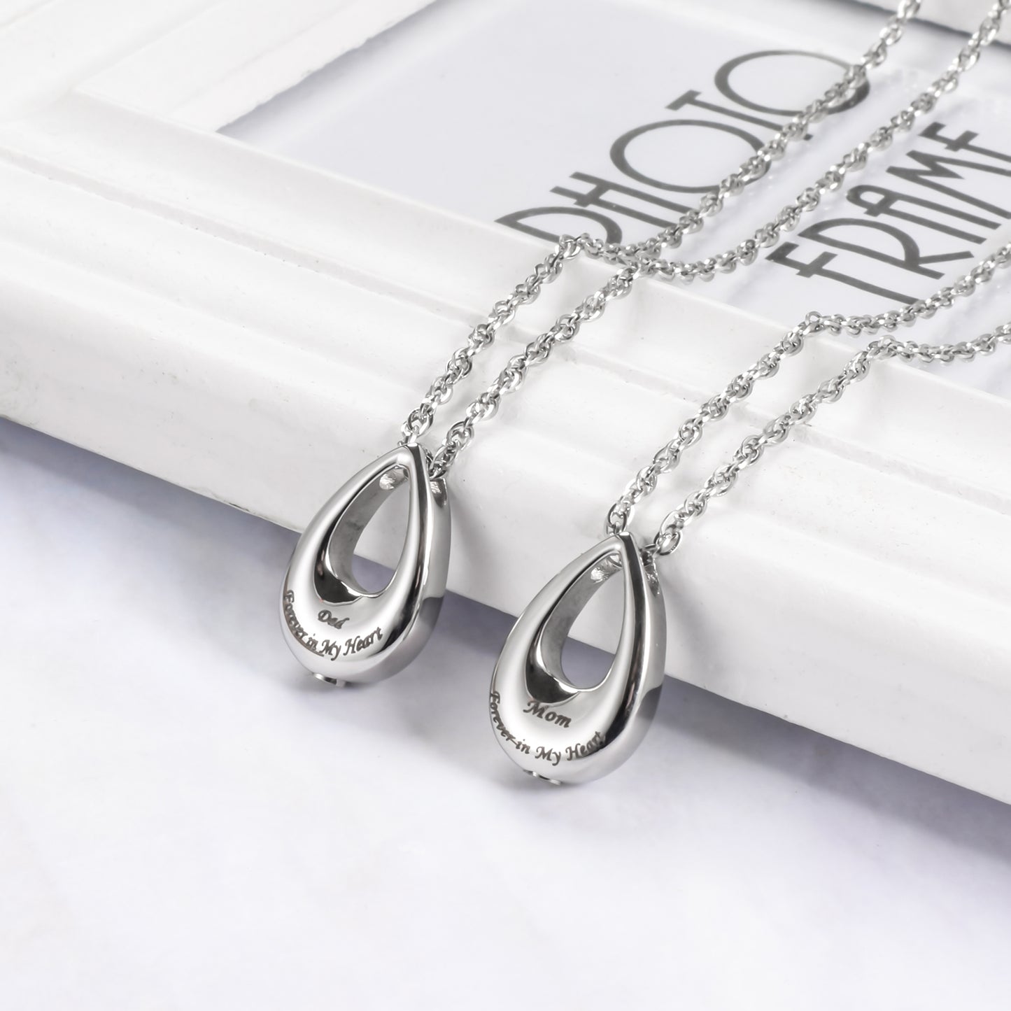 Teardrop Cremation Jewelry Necklace to honor Mom/Dad