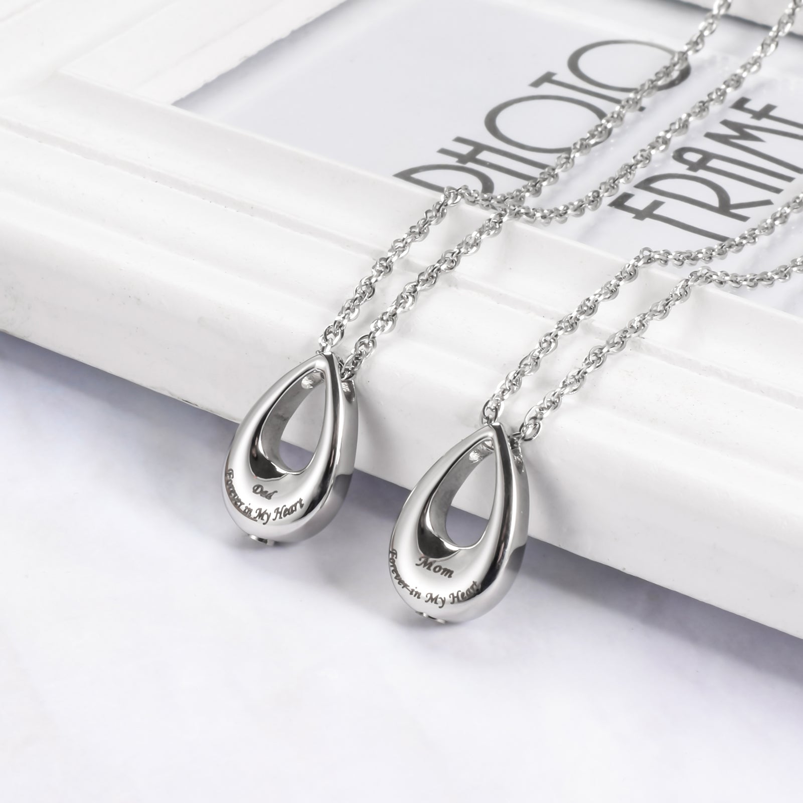 Teardrop Cremation Jewelry Necklace to honor Mom/Dad