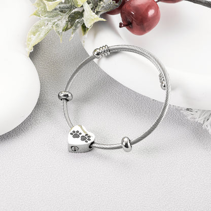 Heart and Paws Cremation Bracelet for Ashes