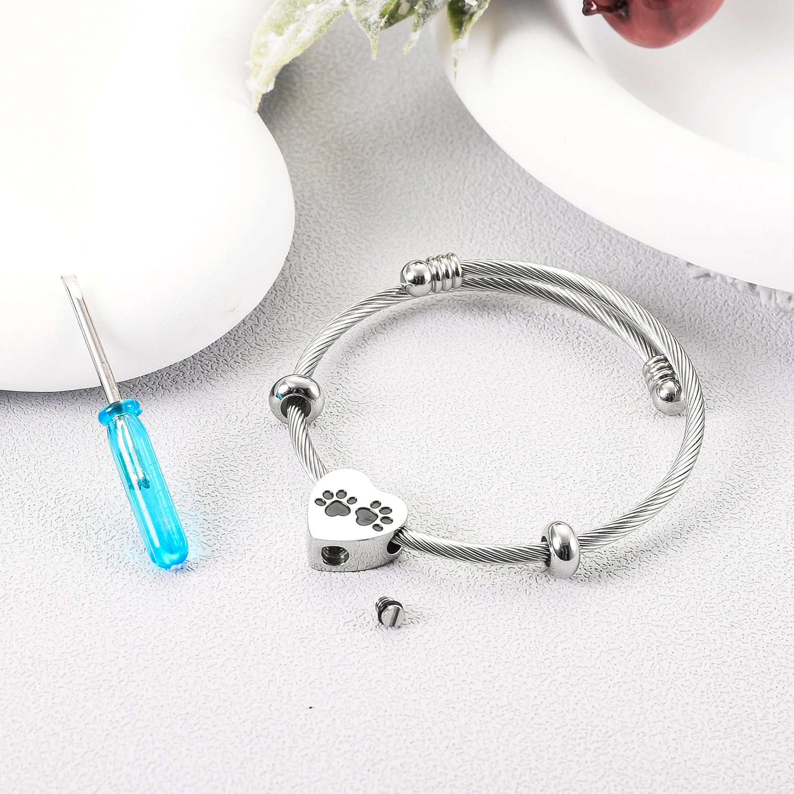 Heart and Paws Cremation Bracelet for Ashes