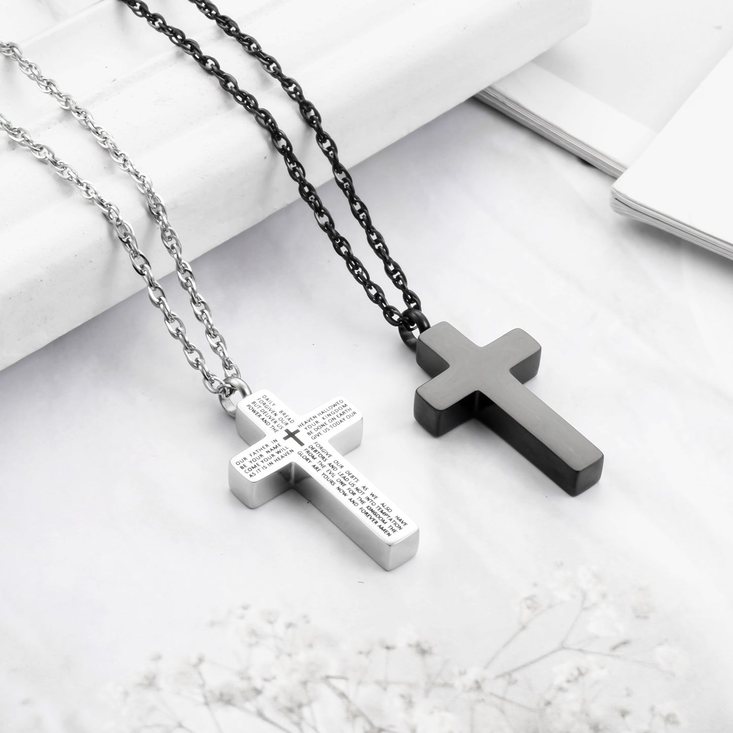 Cross Urn Necklace with Bible