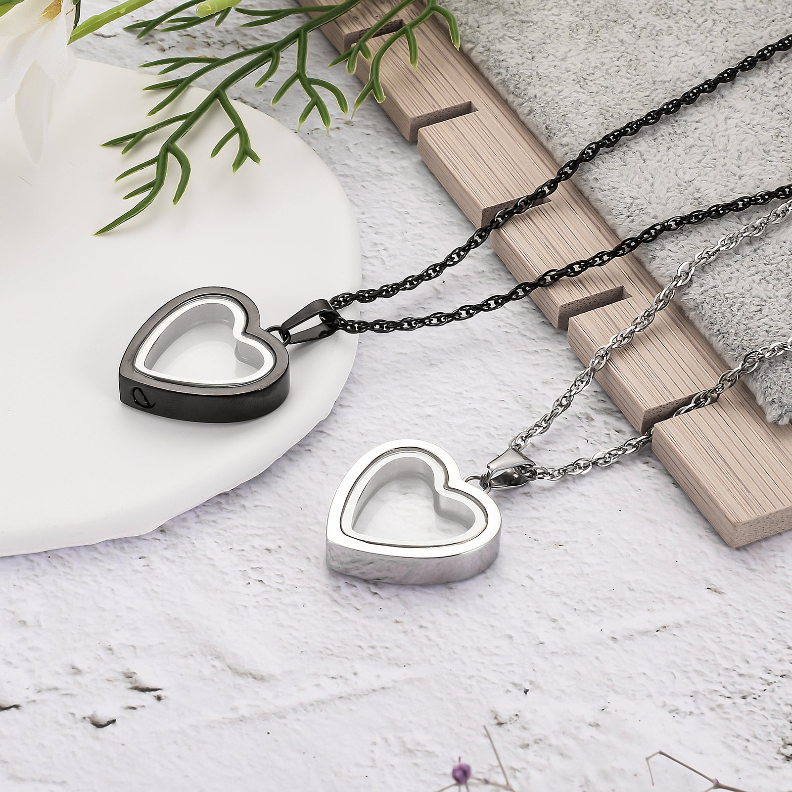 Clear Glass and Heart Urn Necklace at Wholesale Price