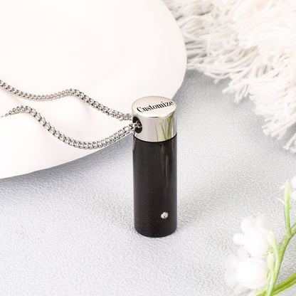 Cylinder Cremation Necklace with Diamond