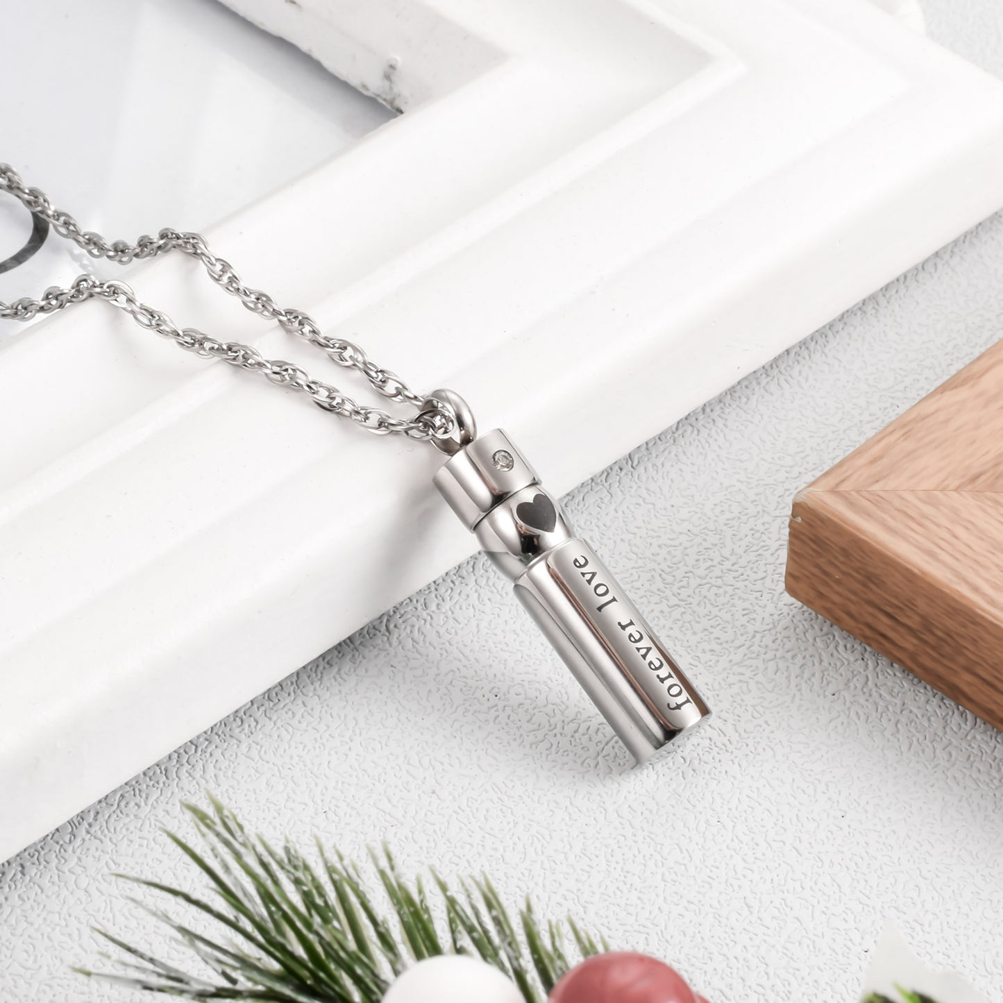Cylinder Heart Cremation Necklace Jewelry