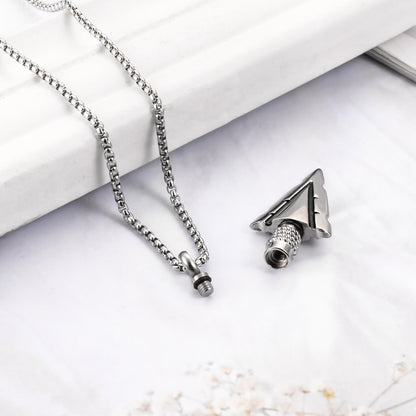 Steel and Black Arrow Cremation Pendant Necklace - 1 Set