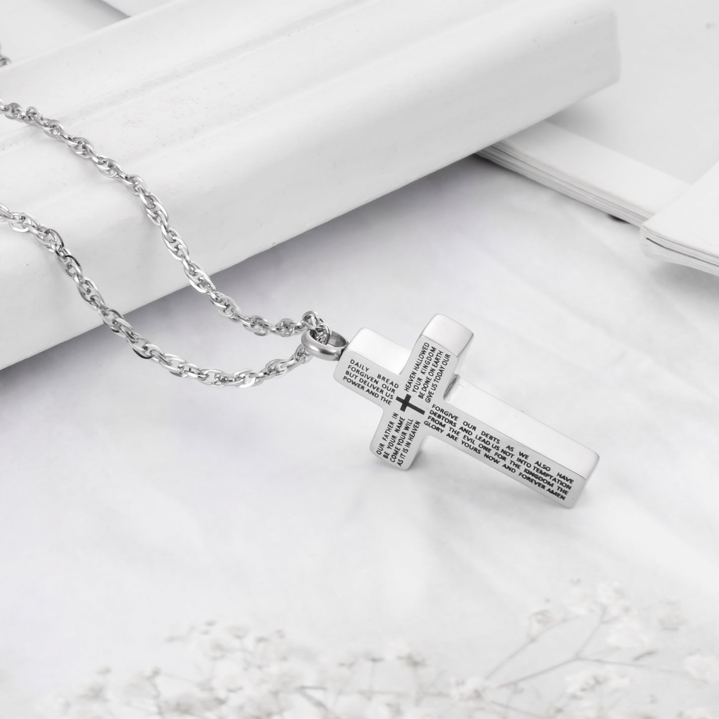 Cross Urn Necklace with Bible