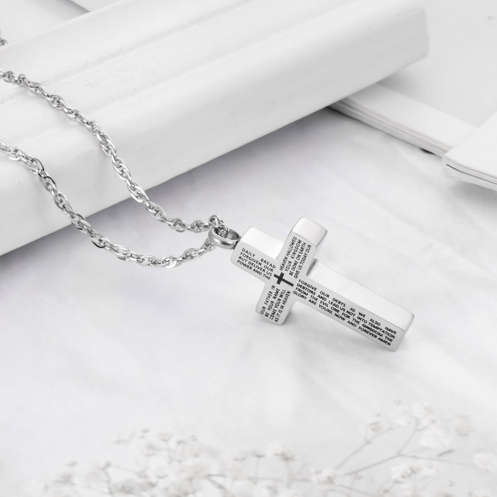 Cross Urn Necklace with Bible